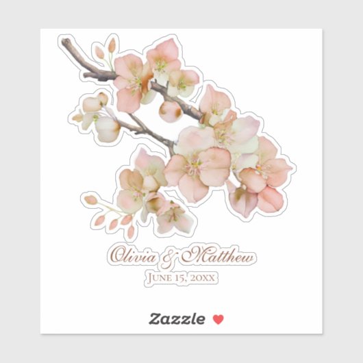 Elegante waterverf perzikkleurige bloemen sticker (Vel)