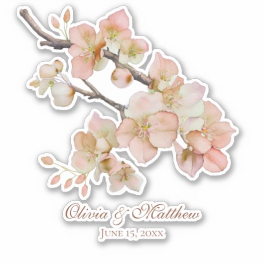Elegante waterverf perzikkleurige bloemen sticker (Voorkant)