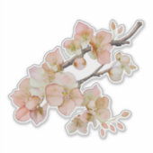 Elegante waterverf perzikkleurige bloemen sticker (Voorkant)