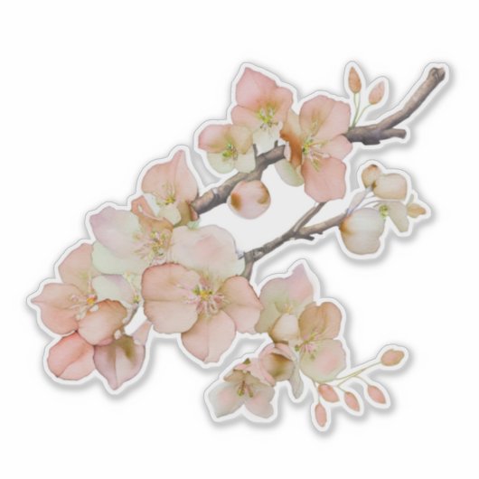 Elegante waterverf perzikkleurige bloemen sticker (Voorkant)