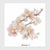 Elegante waterverf perzikkleurige bloemen sticker (Vel)
