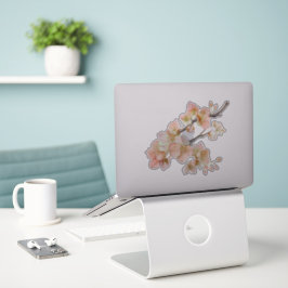 Elegante waterverf perzikkleurige bloemen sticker