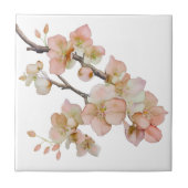 Elegante waterverf perzikkleurige bloemen tegeltje (Voorkant)