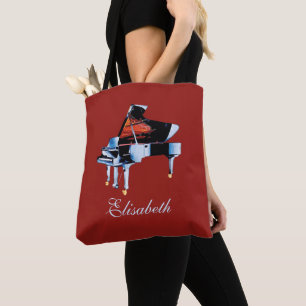 Elegante waterverf piano gethematiseerde gepersona tote bag
