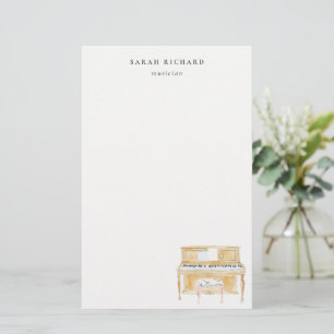 Elegante Waterverf Piano Muziekleraar Briefpapier