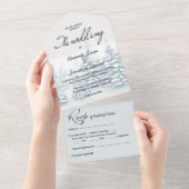 Elegante waterverf Pijnbomen RSVP Winter Wedding All In One Uitnodiging (Afscheurbaar)