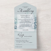 Elegante waterverf Pijnbomen RSVP Winter Wedding All In One Uitnodiging (Binnen)