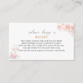 Elegante Waterverf Pinc Flowers Receptenkaart brui Informatiekaartje (Voorkant)