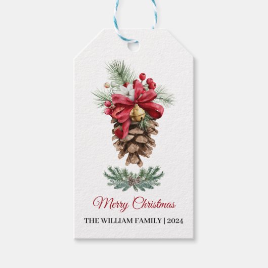 Elegante Waterverf Pine Cadeaulabel (Voorkant)