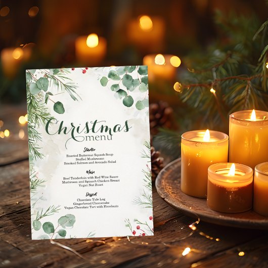 Elegante Waterverf Pine Christmas Menu