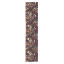 Elegante Waterverf Pine en Berry Bourgogne Gold Korte Tafelloper