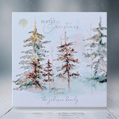 Elegante Waterverf Pine Forest kerstcadeau Bedankjes Labels