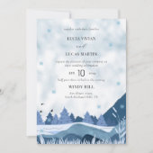 Elegante waterverf Pine Mountain Winter Bruiloft Kaart (Voorkant)