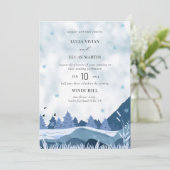 Elegante waterverf Pine Mountain Winter Bruiloft Kaart (Staand voorkant)