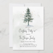 Elegante Waterverf Pine Tree Chic kerstfeest Kaart (Voorkant)