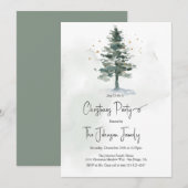 Elegante Waterverf Pine Tree Chic kerstfeest Kaart (Voorkant / Achterkant)
