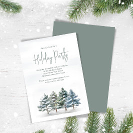 Elegante Waterverf Pine Tree Holiday Party Kaart