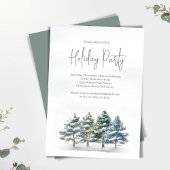 Elegante Waterverf Pine Tree Holiday Party Kaart