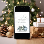 Elegante Waterverf Pine Tree Holiday Party Kaart