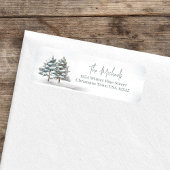 Elegante Waterverf Pine Trees Retouradres Etiket