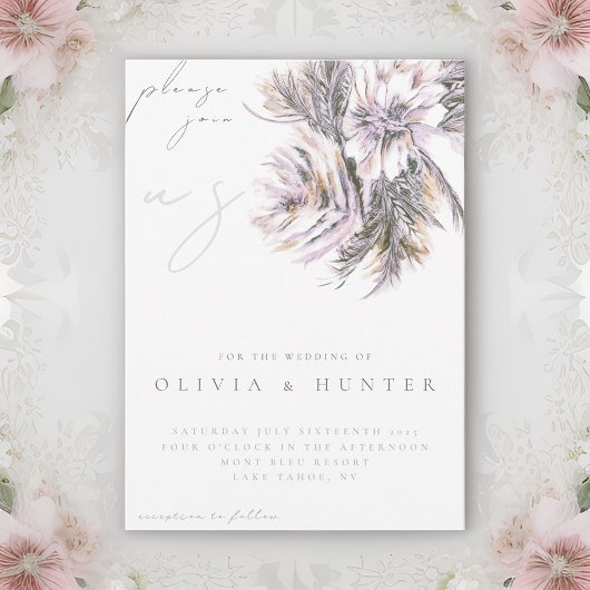 Elegante Waterverf Pioen Bloem Bruiloft Uitnodigin