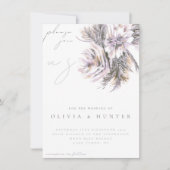 Elegante Waterverf Pioen Bloem Bruiloft Uitnodigin (Voorkant)