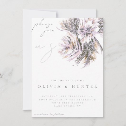 Elegante Waterverf Pioen Bloem Bruiloft Uitnodigin (Voorkant)