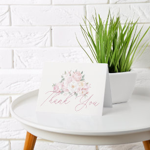 Elegante Waterverf Pioen Bloemen Bedankt Blanco