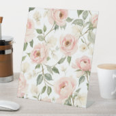 Elegante Waterverf pioen en Roos bloemenpatroon Reclamebord Met Voetstuk (Insitu)