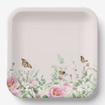 Elegante Waterverf Pioen en Vlinder Bloemen Papier