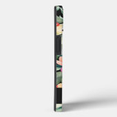 Elegante Waterverf Pioen op zwart Monogram Case-Mate iPhone Case (Achterkant / Rechts)