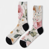 Elegante Waterverf pioen Roos Floral sokken (Links)