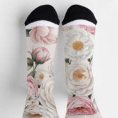 Elegante Waterverf pioen Roos Floral sokken (Top)