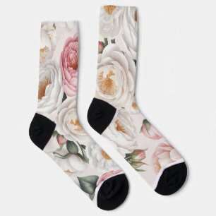 Elegante Waterverf pioen Roos Floral sokken
