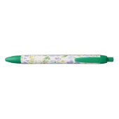 Elegante Waterverf pioenbloem monogram Zwarte Inkt Pen (Achterkant)