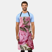 Elegante Waterverf Pioenbloemen Schort (Gedragen)