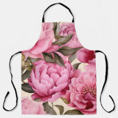 Elegante Waterverf Pioenbloemen Schort (Voorkant)