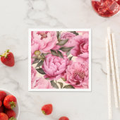 Elegante Waterverf Pioenbloemen Servet (Insitu)