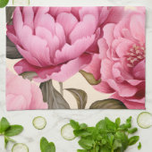 Elegante Waterverf Pioenbloemen Theedoek (Gevouwen)