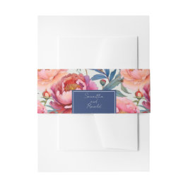 Elegante Waterverf Pioenbloemen Uitnodigingen Wikkel