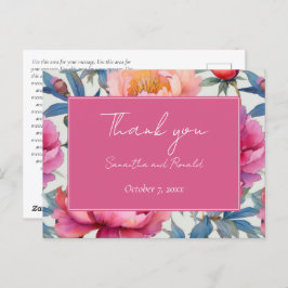 Elegante Waterverf pioenroos bloesems bruiloft bed Briefkaart