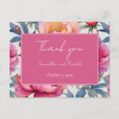 Elegante Waterverf pioenroos bloesems bruiloft bed Briefkaart (Voorkant)