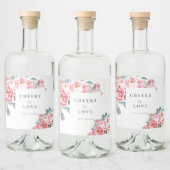 Elegante Waterverf pioenrozen bruiloft Likeurfles Etiket (Flessen)