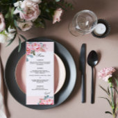 Elegante Waterverf pioenrozen bruiloft Menu