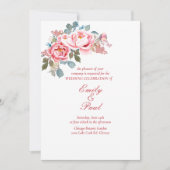 Elegante Waterverf Pioenrozen bruiloft uitnodiging (Voorkant)