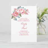 Elegante Waterverf Pioenrozen bruiloft uitnodiging (Staand voorkant)