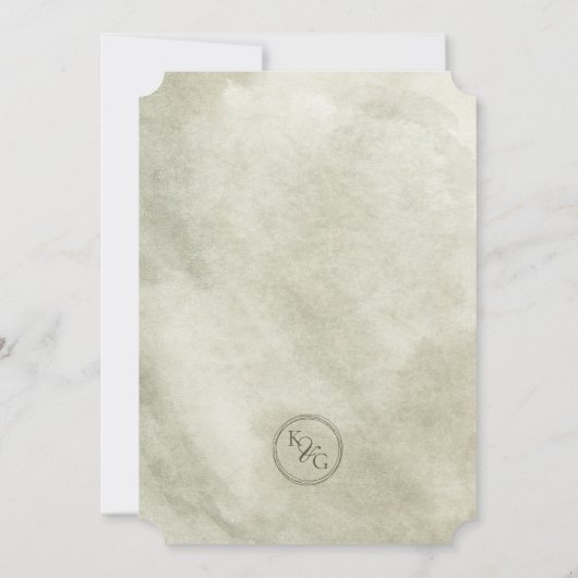 Elegante Waterverf Pioenrozen Sage Groene Bruiloft Kaart (Achterkant)