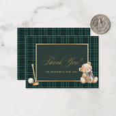 Elegante Waterverf Plaid teddybeer preppy Notitiekaartje (Voorkant / Achterkant in situ)