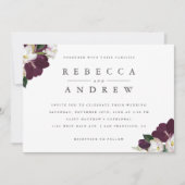 Elegante Waterverf Plum Floral Corners Wedding Kaart (Voorkant)