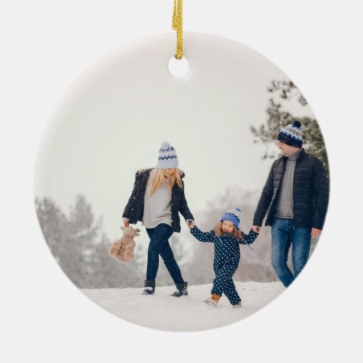 Elegante waterverf poinsettia Kerstfoto Keramisch Ornament (Achterkant)